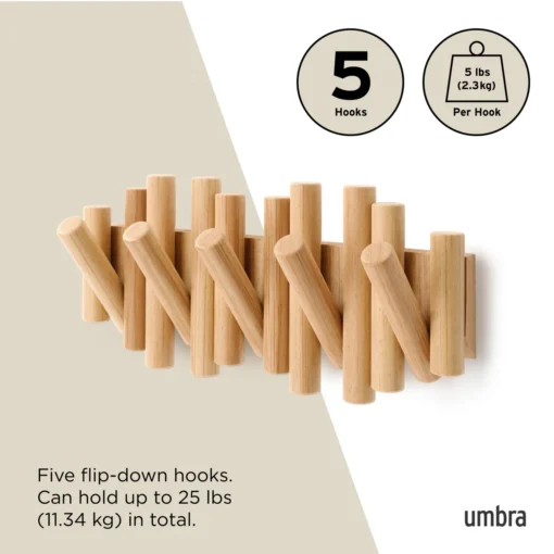 Umbra Picket 5 Wall Hook Natural - Image 9