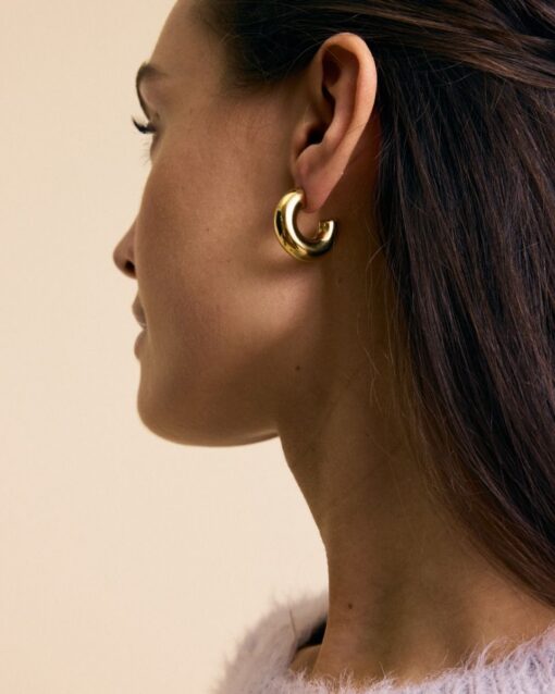 Edblad Chunky Creoles S Gold Earrings - Image 3