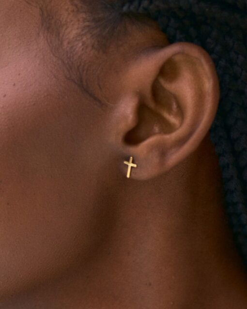 Edblad Spirit Cross Studs Gold Earrings - Image 4