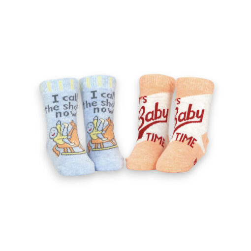 BlueQ I Call The Shots Now/ It's Baby Time Baby Socks