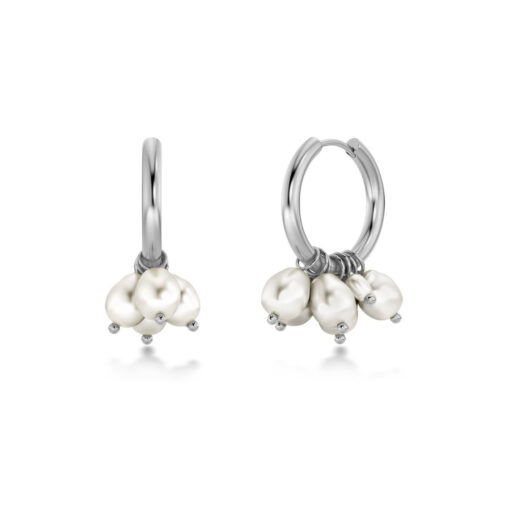 Edblad Pearl Signet Hoops Steel Earrings